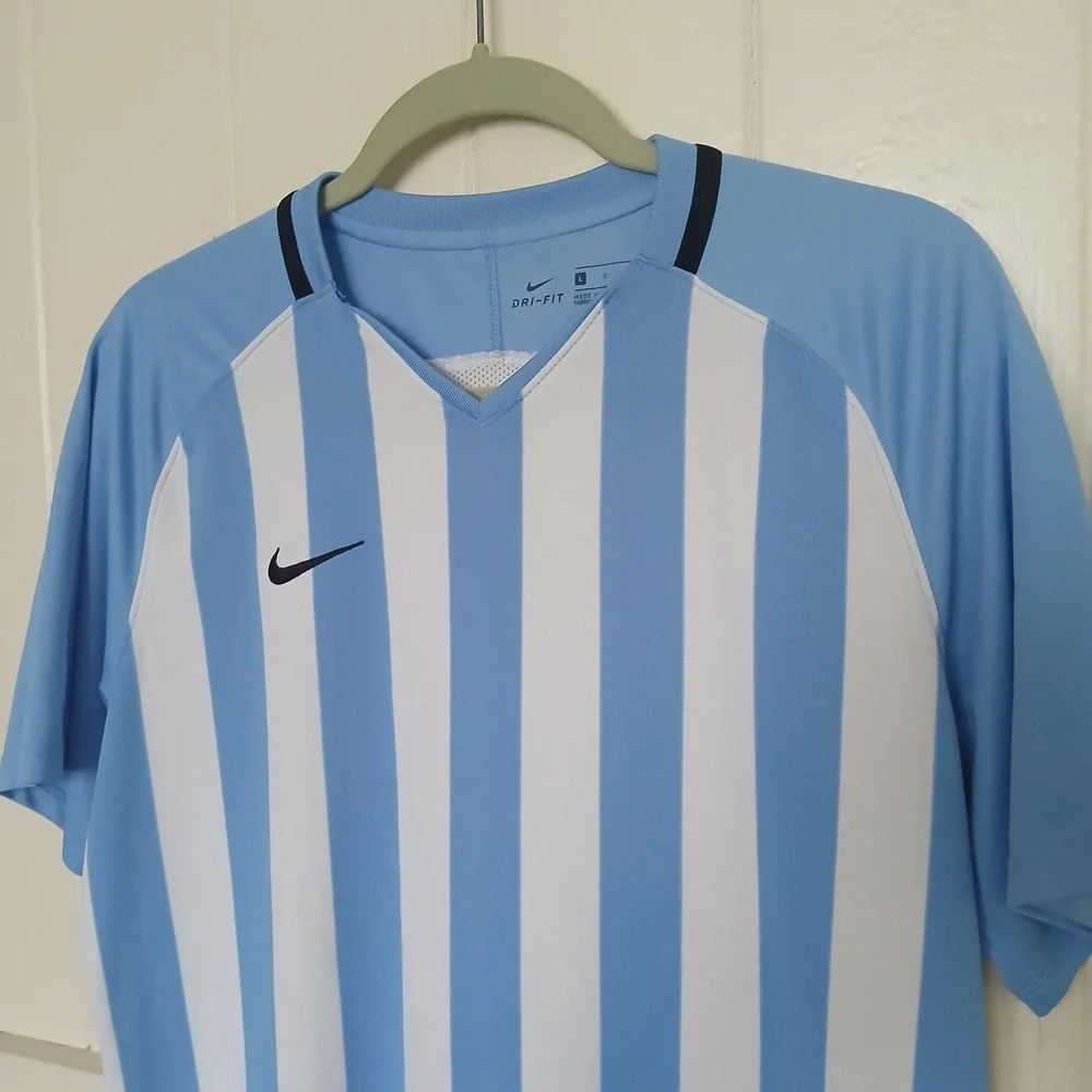 Nike Jersey Soccer Futbol Men's Large V-Neck Argentina Blue‎ White Stripe 894096